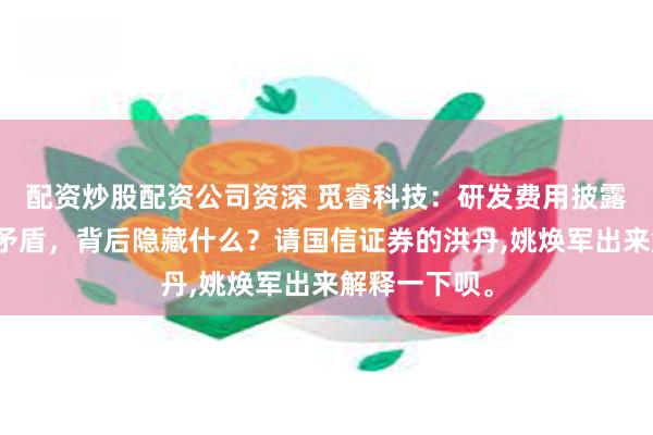 配资炒股配资公司资深 觅睿科技：研发费用披露出现数千万矛盾，背后隐藏什么？请国信证券的洪丹,姚焕军出来解释一下呗。